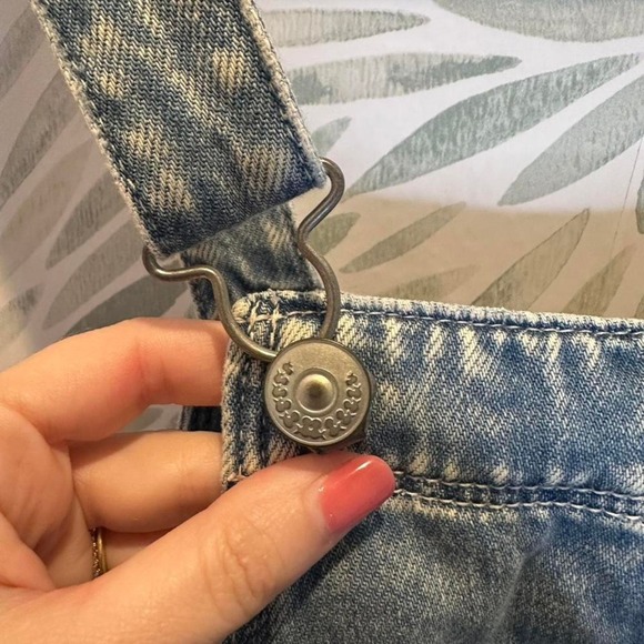 H&M Denim Overall Mini Dress Size 4 100% Cotton - Picture 5 of 7